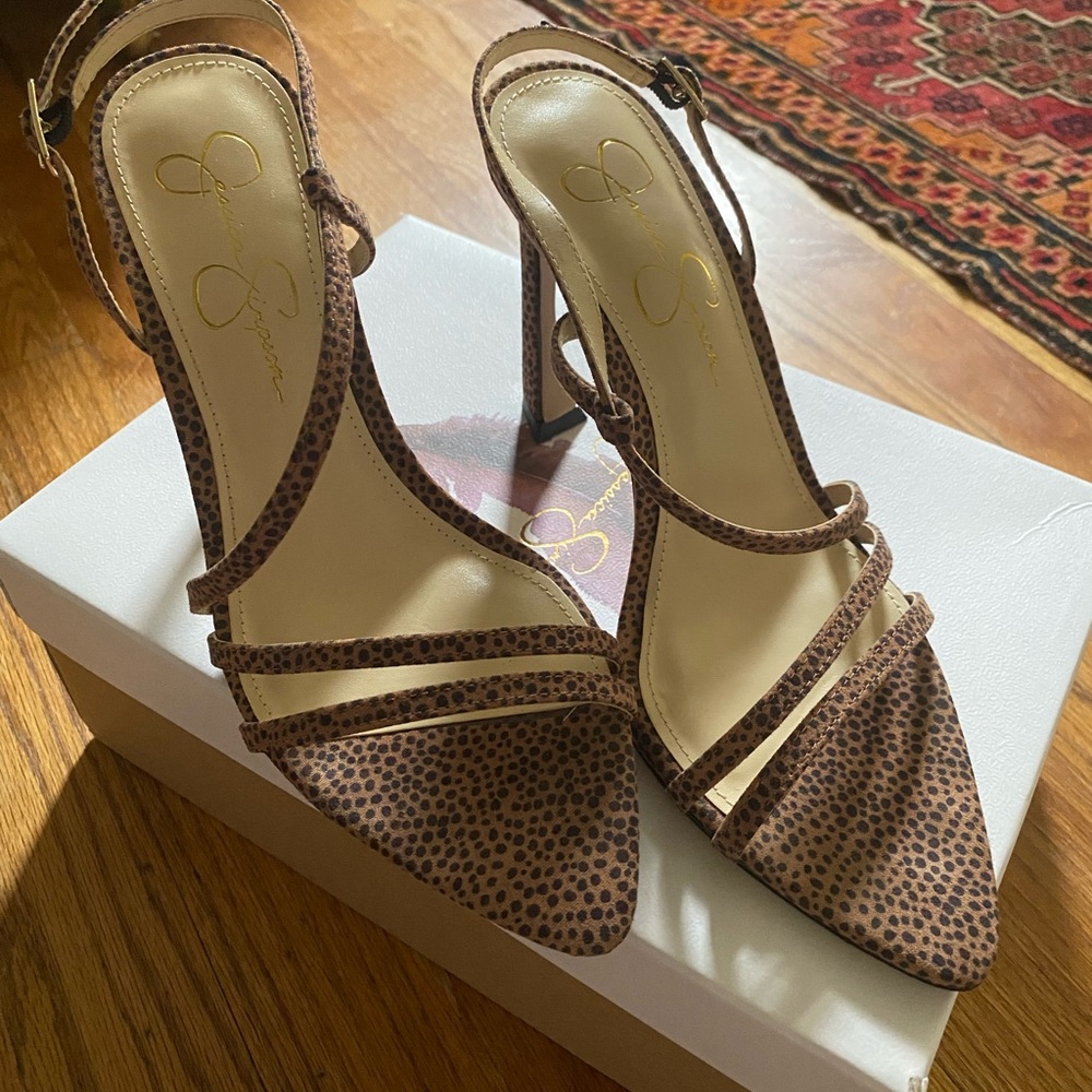 Jessica Simpson Micro Leopard Print Strappy Heels